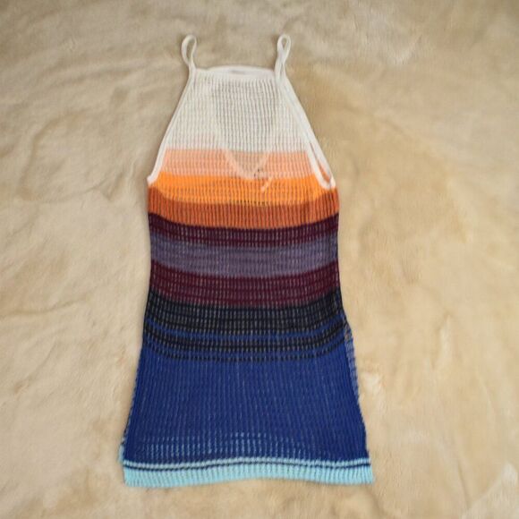 Free People Gossamer Striped Knit Halter Size XS Multi-Color Sheer Tunic Top - Picture 9 of 12